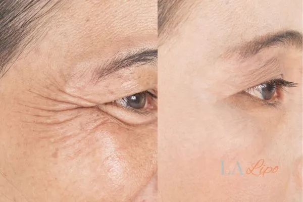 Before and after results of woman - HI-fu wrinkles reduction treatment Holme Chapel